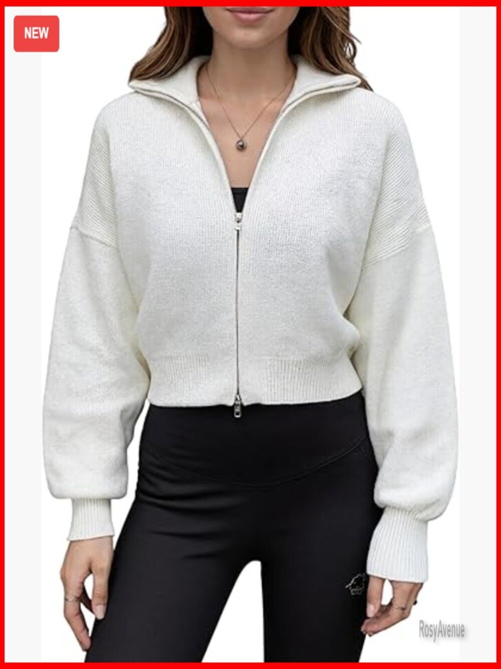 Retro Knit Cardigan Jacket Double Zipper Zip Up Hoodie Cropped Y2K Sweater